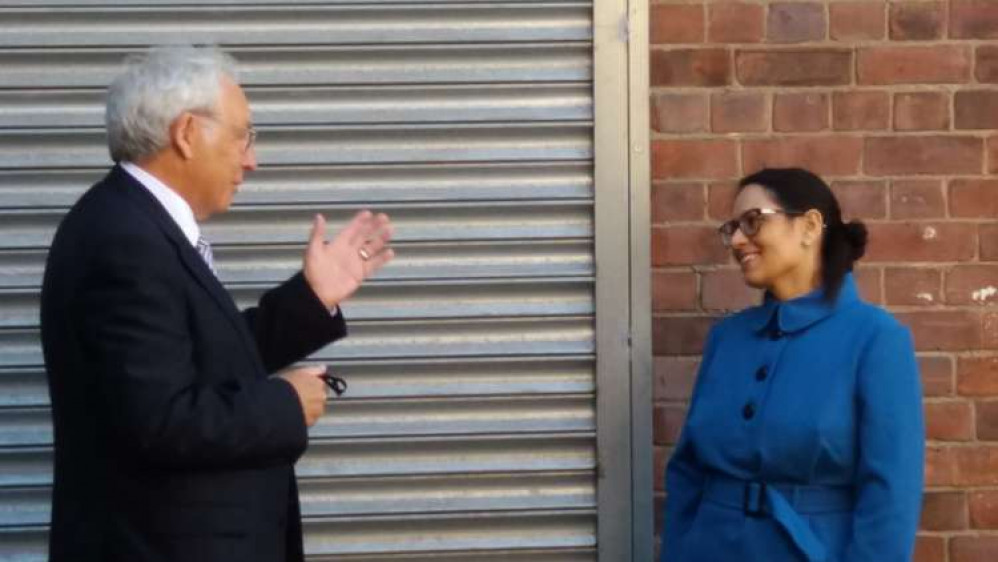 Cheshire PCC John Dwyer with Priti Patel, on the Home Secretary's visit to Crewe in April.