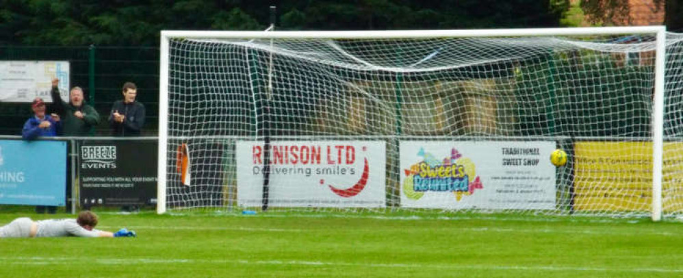 Crowd go wild as ball hits back of the net