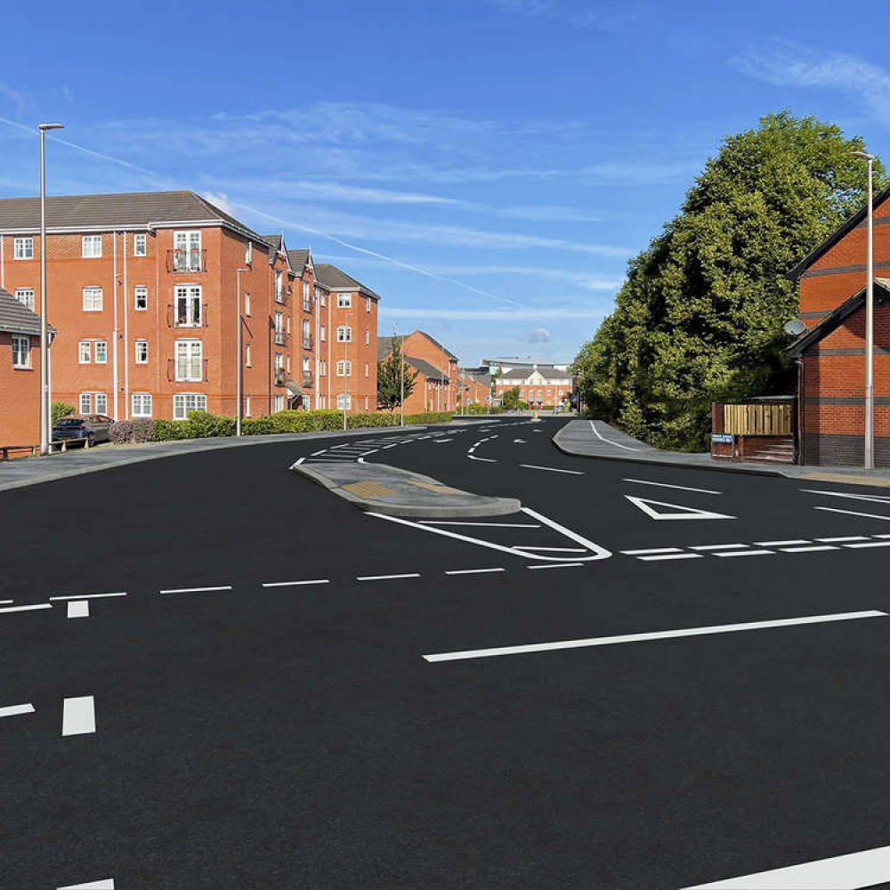 The planned Flag Lane link as seen from Flag Lane.