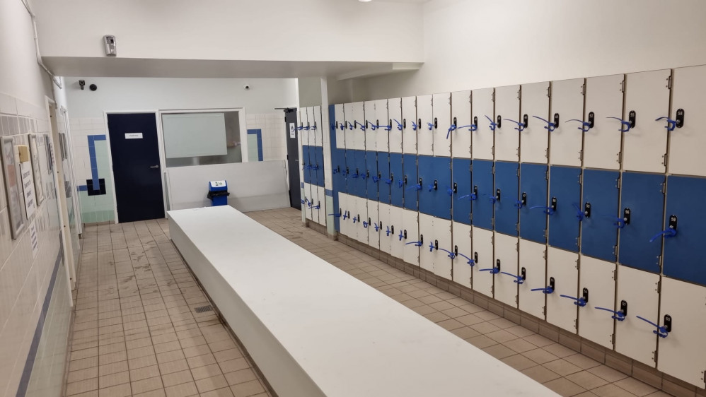 New locker doors and locks have been installed, with a whole bank of lockers removed to make the area lighter and provide more space