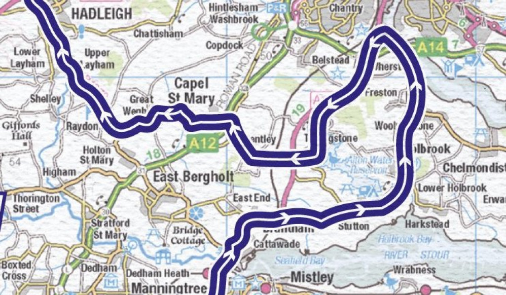 Map of the peninsula section of the Women's Tour