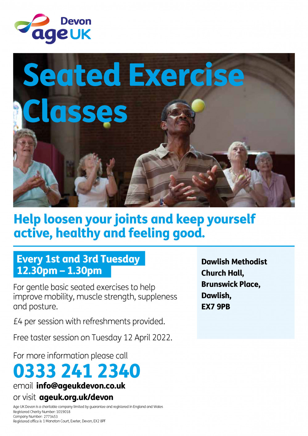 Seated exercise classes will be held by Age UK Devon