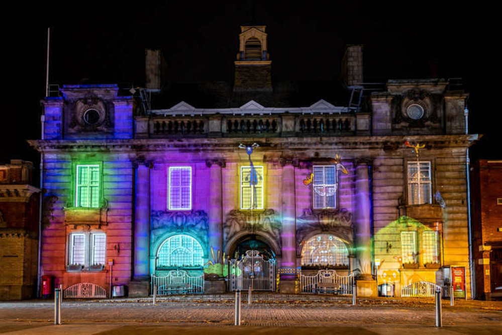 Moon Folk, is projected onto the Muncipal Buildings (Photo: Peter Robinson).