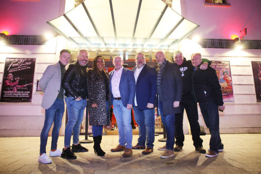 Alpha Omega managing director Ken Lawton, directors Amaka Lawton and Andy Taylor with Sam Gittins, Scott Peden, Michael Elkin, Joe Egan and Bobby Davro from Crewe Lyceum's panto Sleeping Beauty Alpha Omega managing director Ken Lawton, directors Amaka Lawton and Andy Taylor with Sam Gittins, Scott Peden, Michael Elkin, Joe Egan and Bobby Davro from Crewe Lyceum's panto Sleeping Beauty