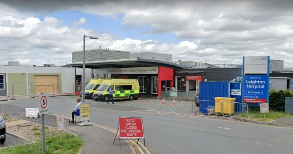 Leighton Hospital's current A&E department with the new build to the left.