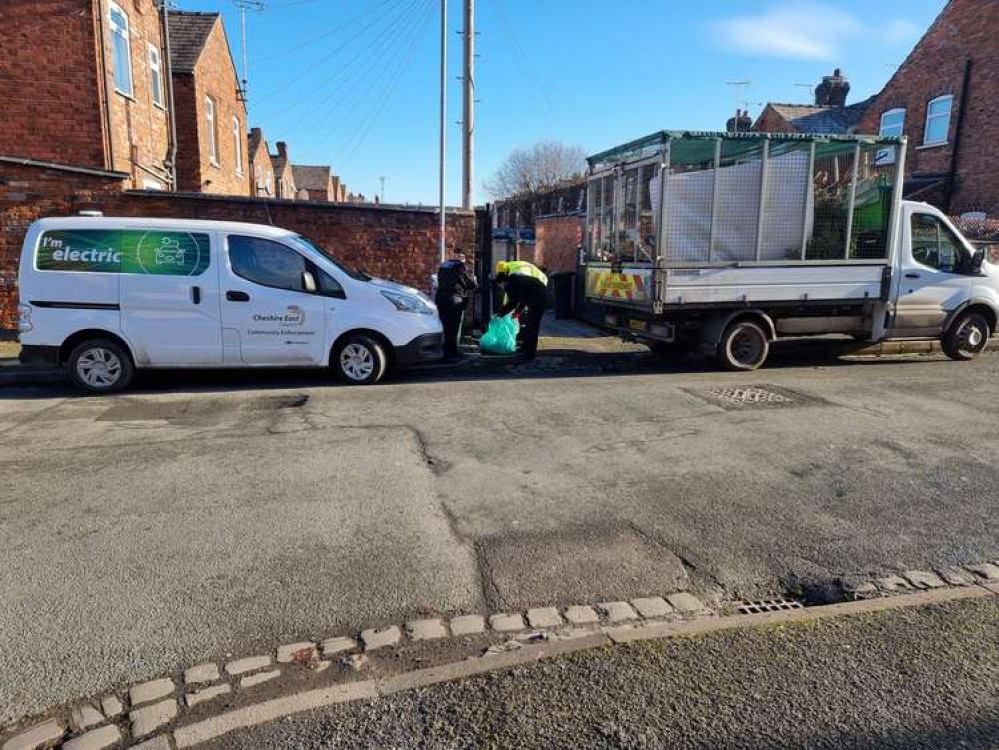 The clean-up operation on Derrington Avenue. The clean-up operation on Derrington Avenue.