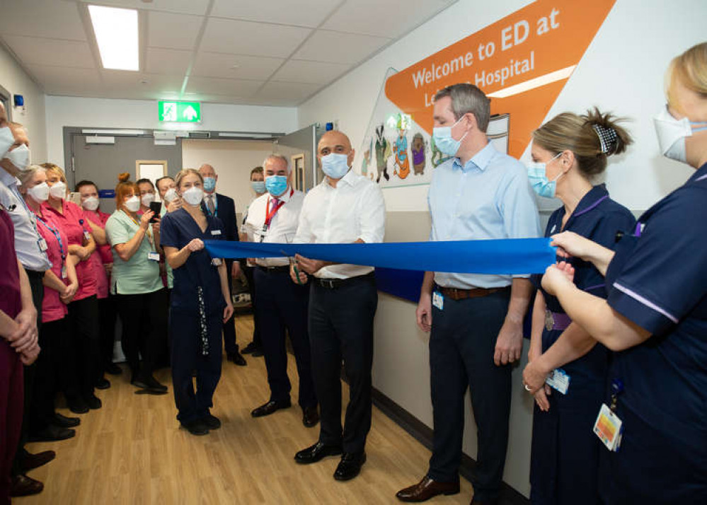 Health Secretary Sajid Javid cuts the ribbon to officially open Leighton's new ED.