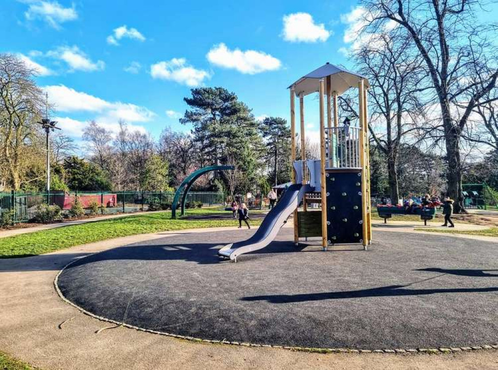 Slide and miniature climbing wall.