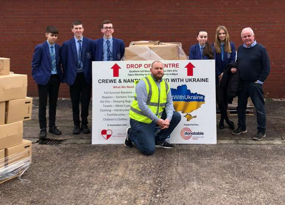 St Thomas More pupils made generous donations and helped to load up the vans.