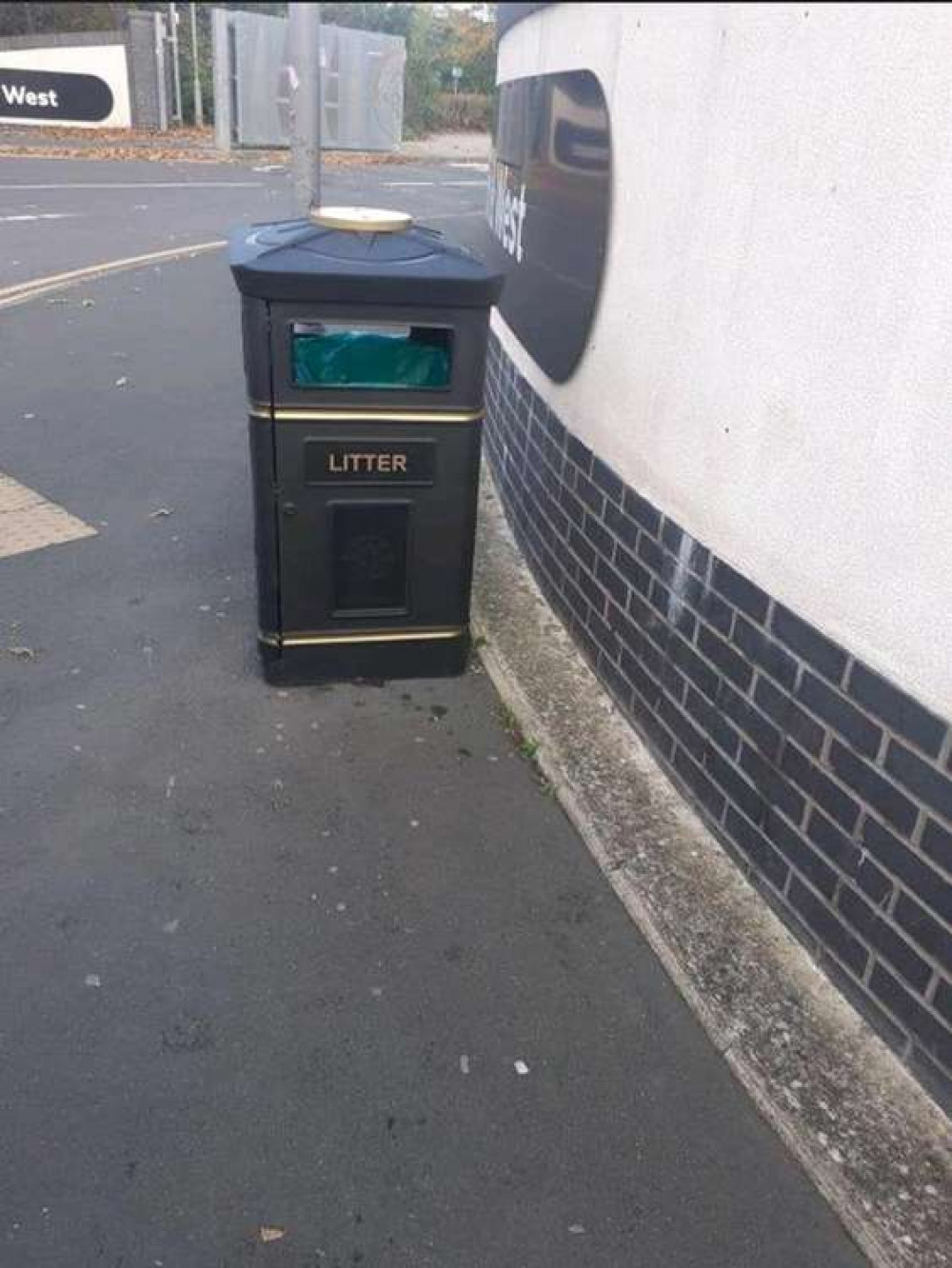 One of the new bins near to the college campus.