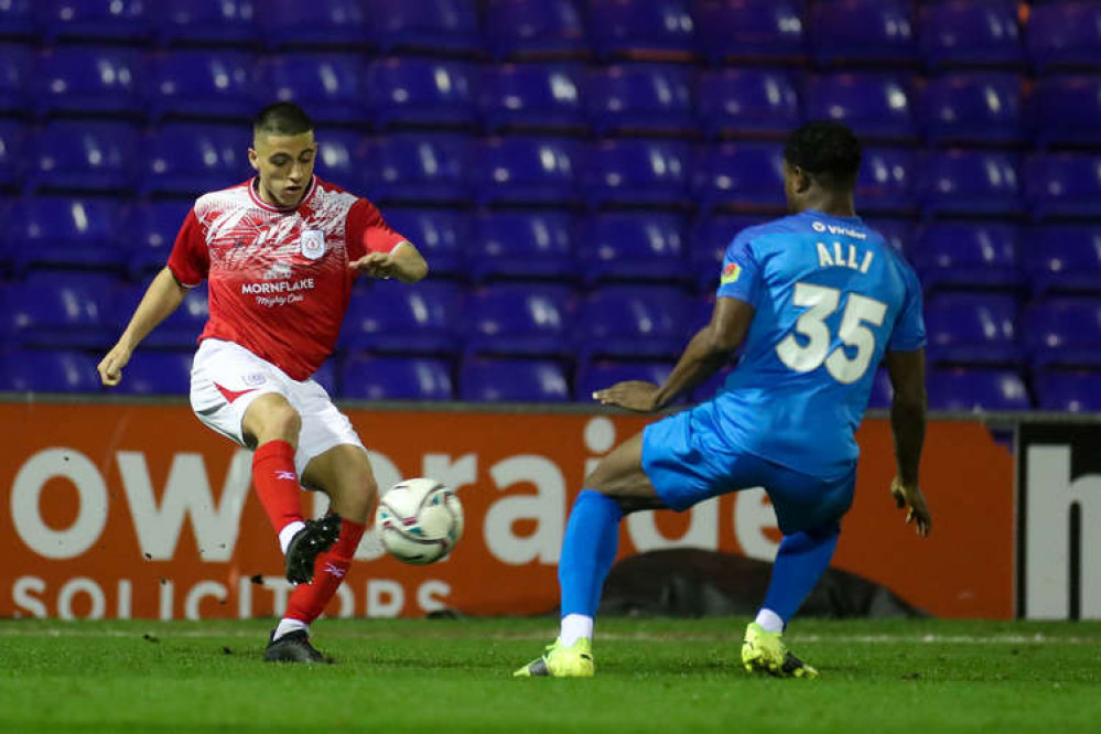 Academy defender Sam Bhatti was part of the youthful Alex side losing heavily at Stockport (Picture credit: Kevin Warburton).