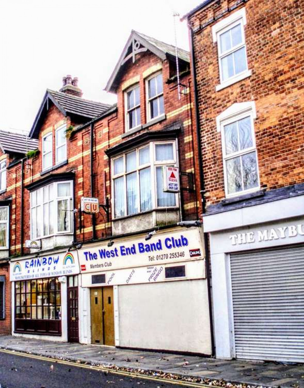 The derelict former West End Band Club at 94 West Street, Crewe.