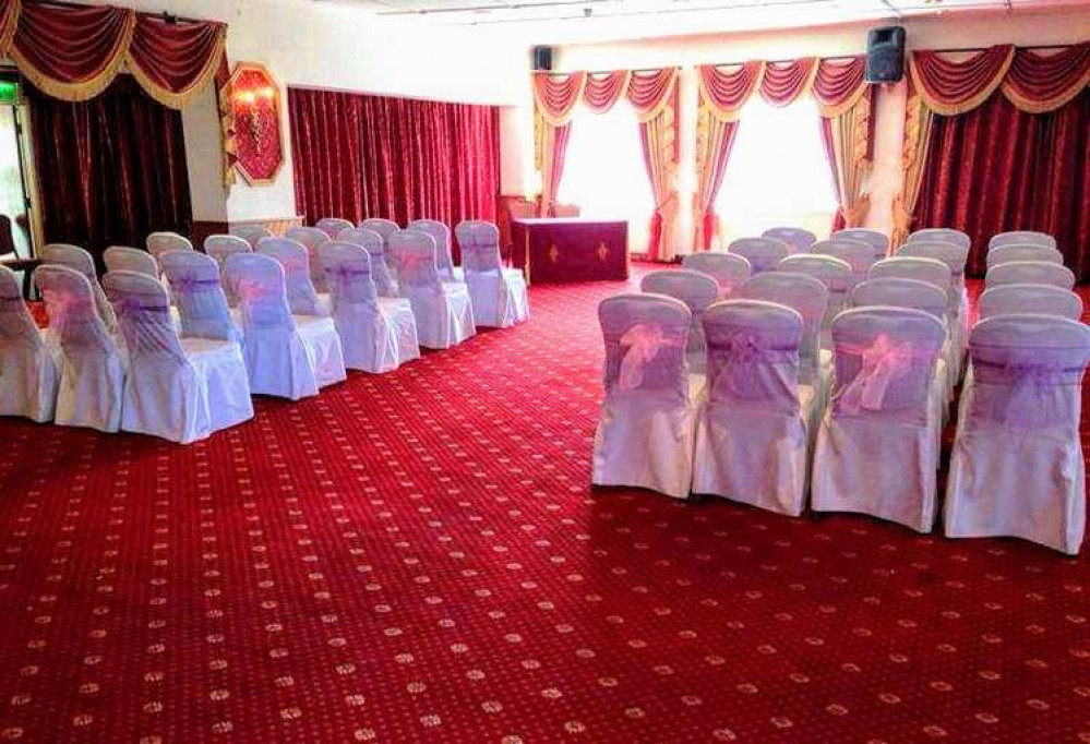 The seating area ready for a wedding at the Hunters Lodge in 2014. (Lets-Celebrate Weddings)