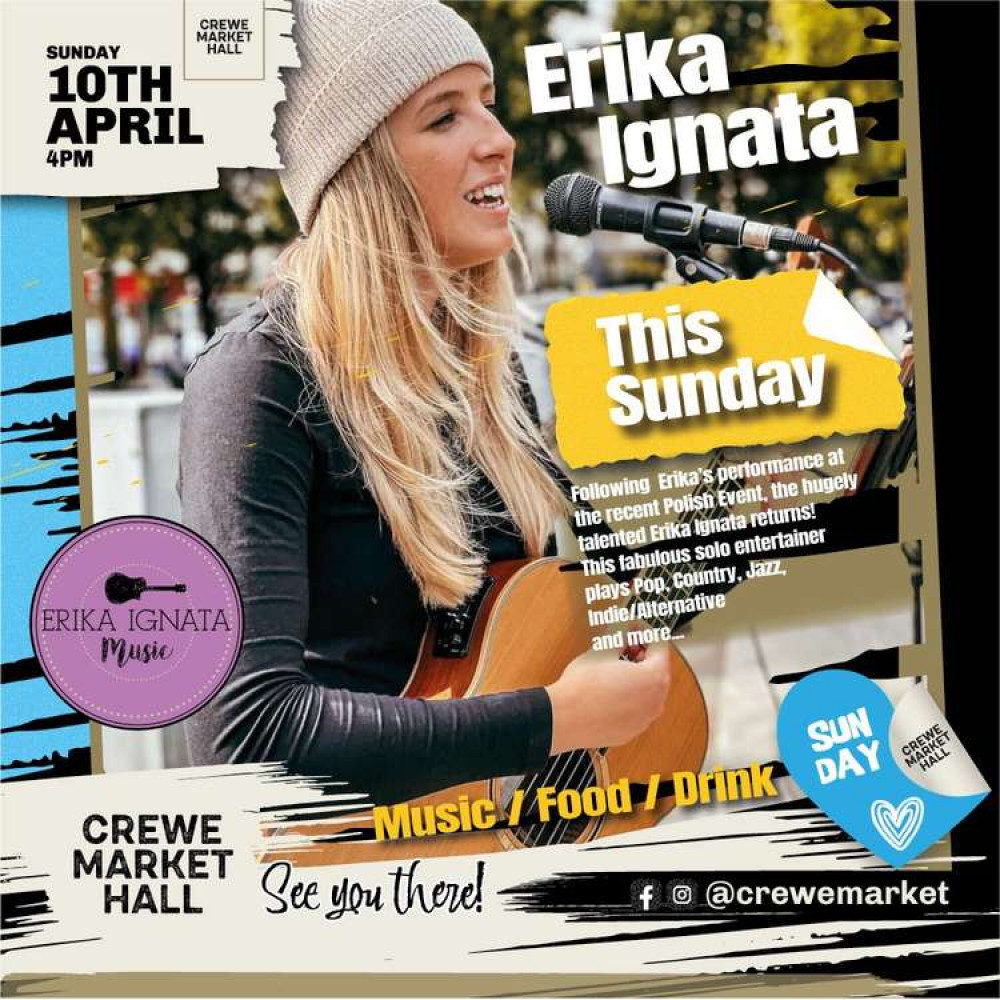 Erika Ignata is live at Crewe Market Hall this Sunday (April 10).