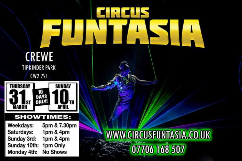 Circus Funtasia finishes this weekend at Tipkinder Park in Crewe. (April 7-10).