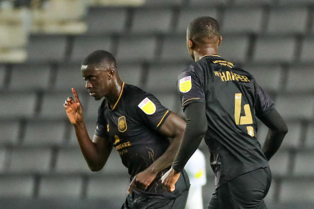 Bassala Sambou was on target in the midweek defeat at MK Dons (Picture credit: Kevin Warburton).