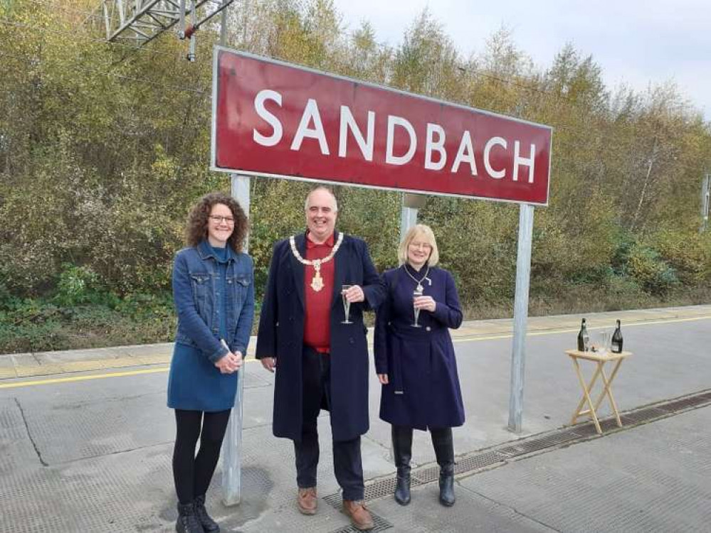 Andrea with the Mayor and Mayoress of Sandbach at the unveiling