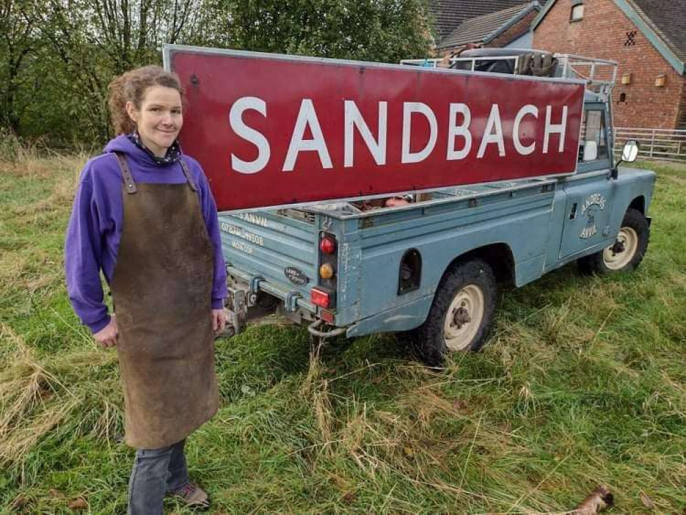 Andrea with the 1950s Sandbach station she help restore