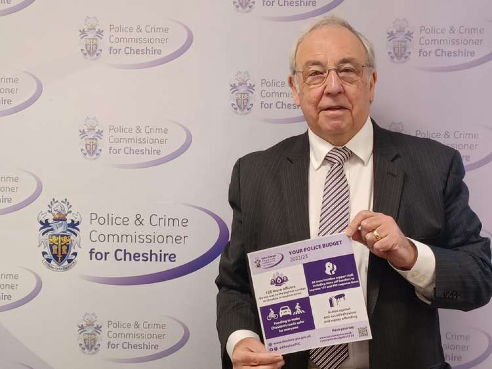 John Dwyer, Police and Crime Commissioner for Cheshire, with the Budget information .