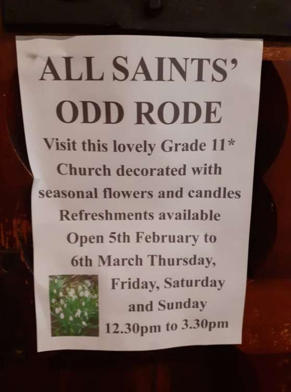 All Saints' Church, Odd Rode is taking part in the snowdrops event