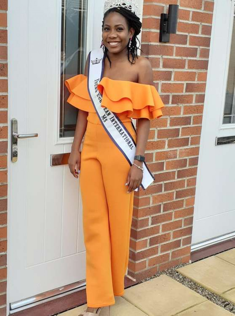 Cheniel with her winning sash - Young European International MS Cheniel with her winning sash - Young European International MS