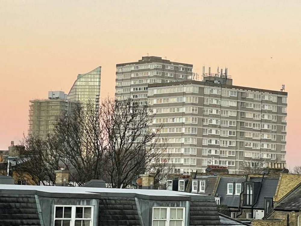 A candy floss sky this morning in Battersea