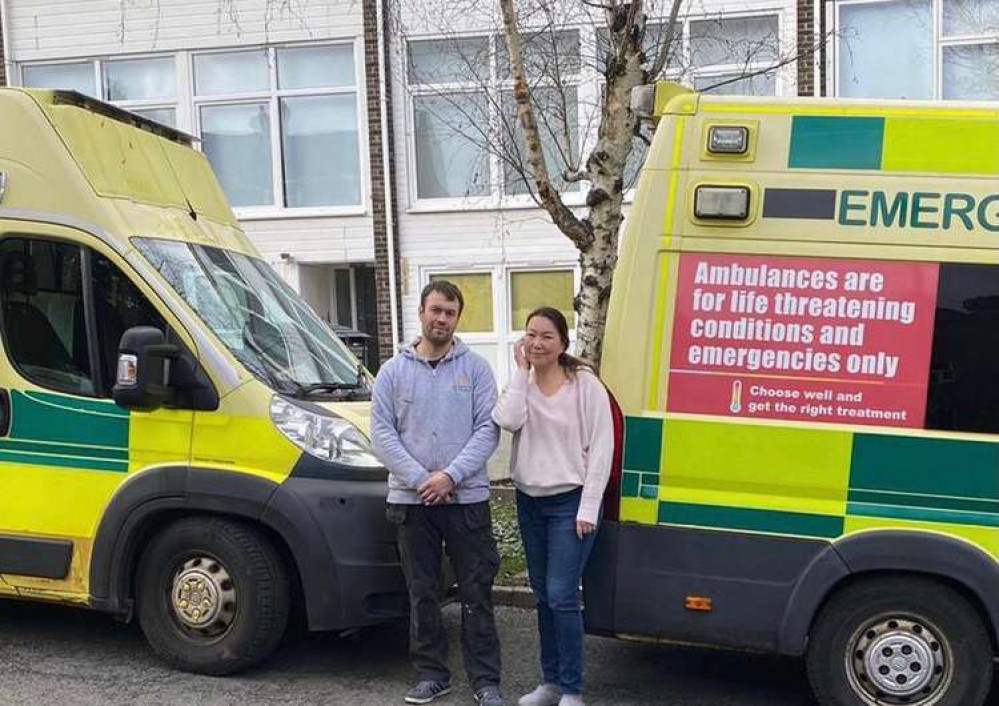 Alexandr pictured with the restored ambulances before his trip Alexandr pictured with the restored ambulances before his trip