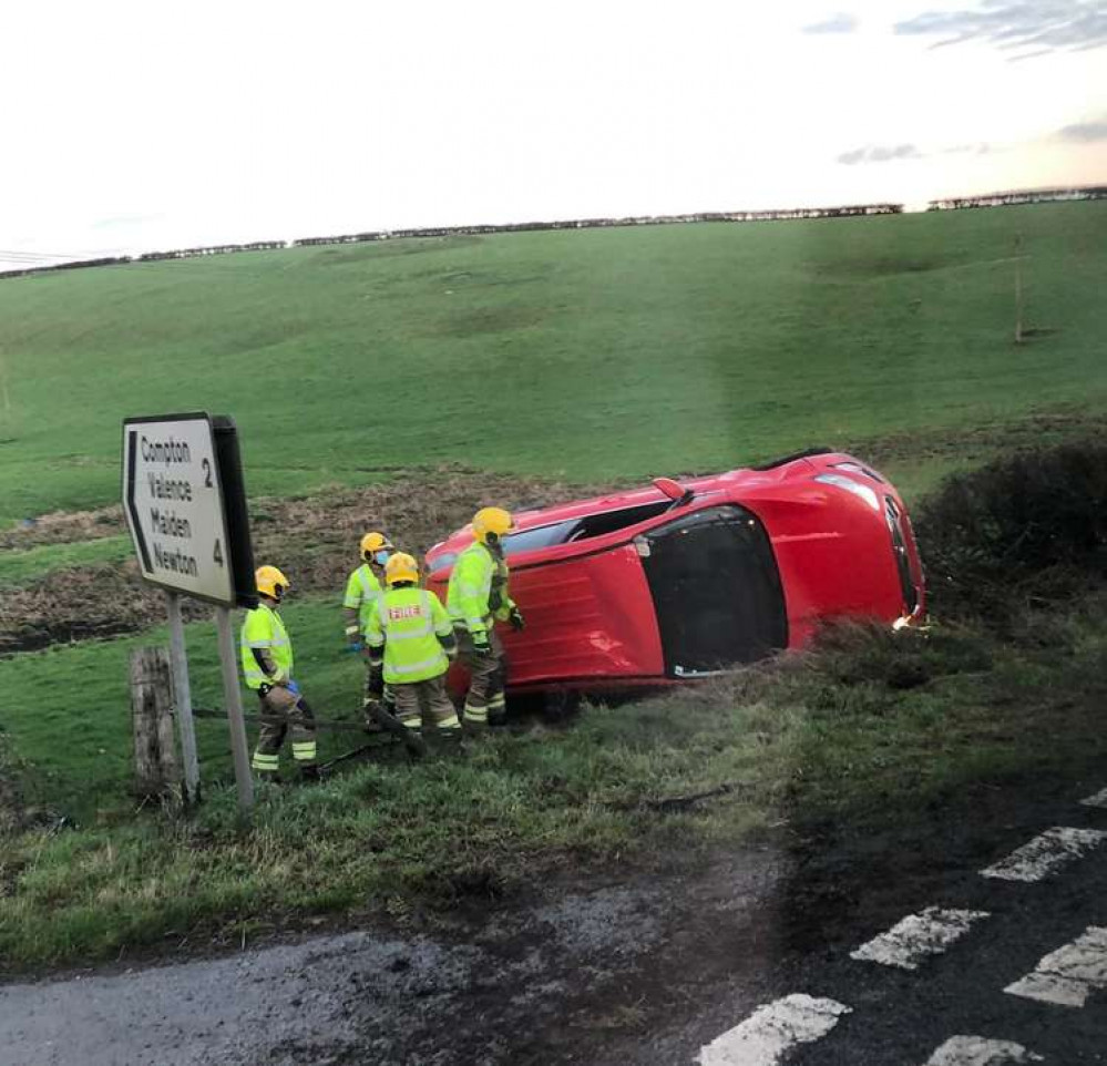 Dorchester fire crew called to A35 crash near Kingston Russell (Image: Dorchester Fire Station)