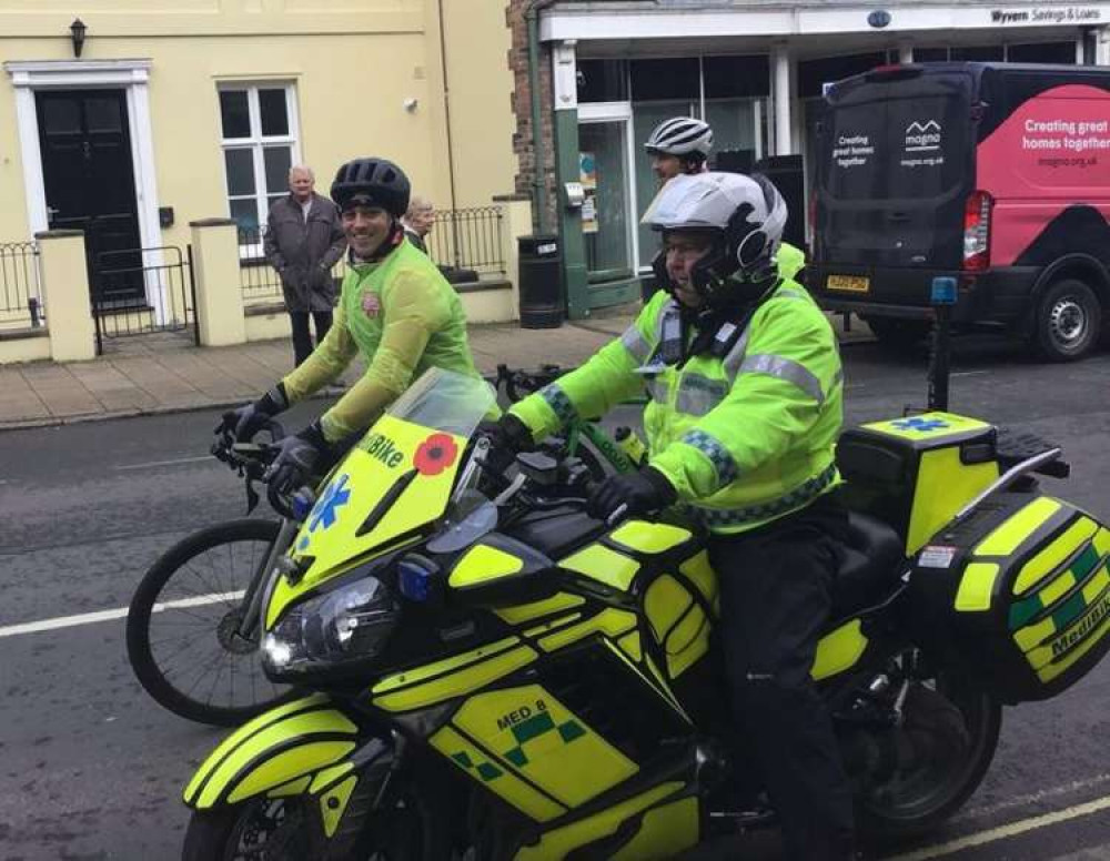 Tom Daley cycles through Dorchester (Image: Wedding Time Dorchester)