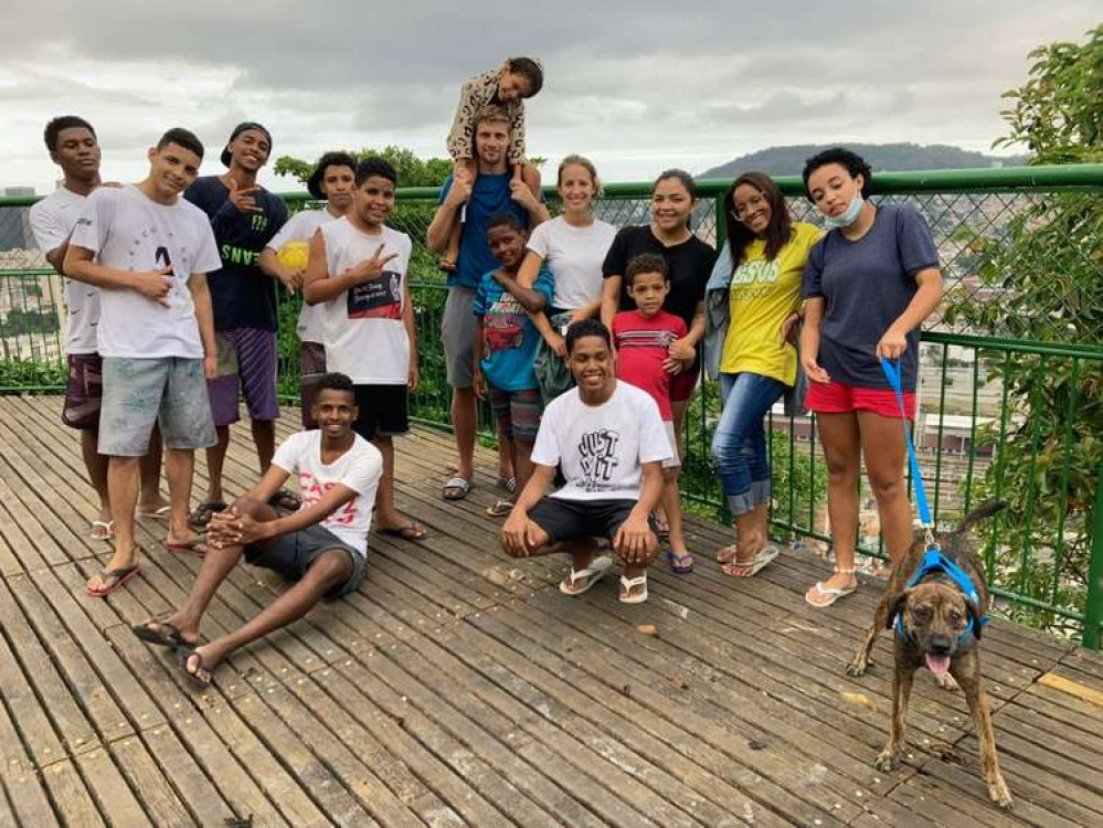 A group picture with Joel and Natasha at a view point in Providencia, in Rio (Picture credit: Joel Glover)