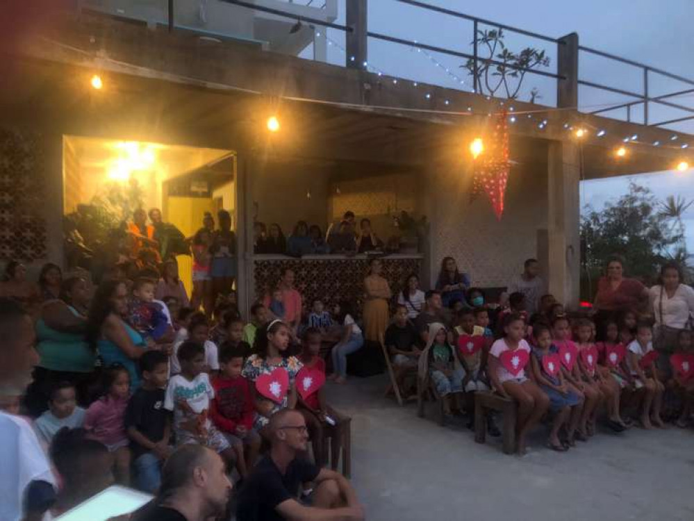 christmas event at the community centre in the favela with lots of the locals. We had a nativity scene, some Christmas worship songs and food together (Picture credit: Joel Glover)