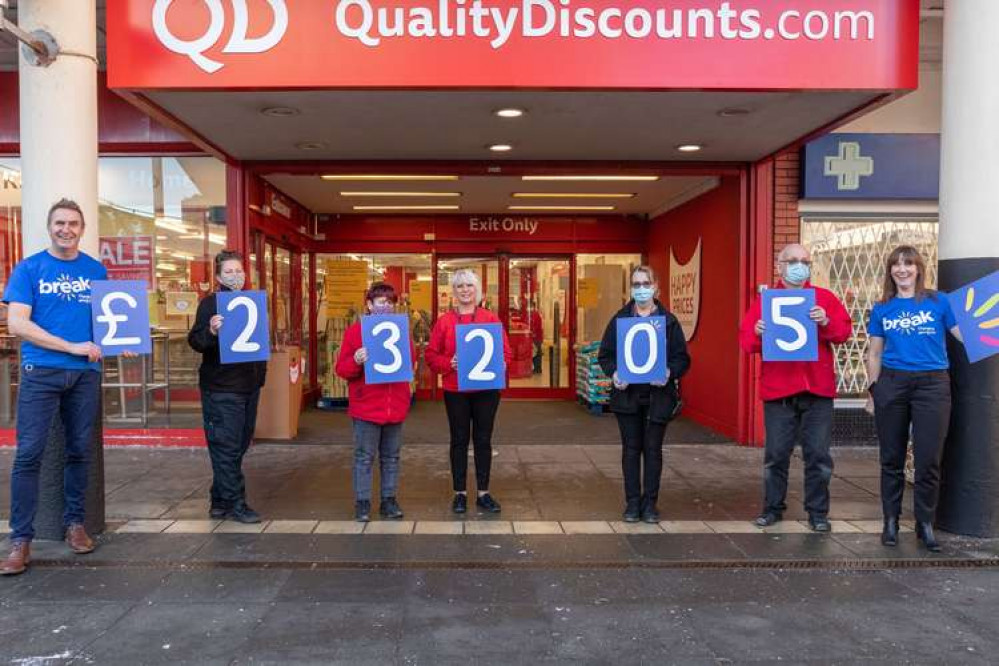 From left to right; Peter Marron (corporate fundraising and project manager - Break) with QD team members Jo Grief, Sue Smith, Lu Crane, Jean Banks, Martin Brown and Sarah Bunn (community fundraising manager - Break) (Picture credit: QD)