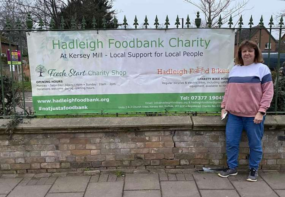 Charity boss Angela Gregg has put back vital promotional banner (Picture contributed)