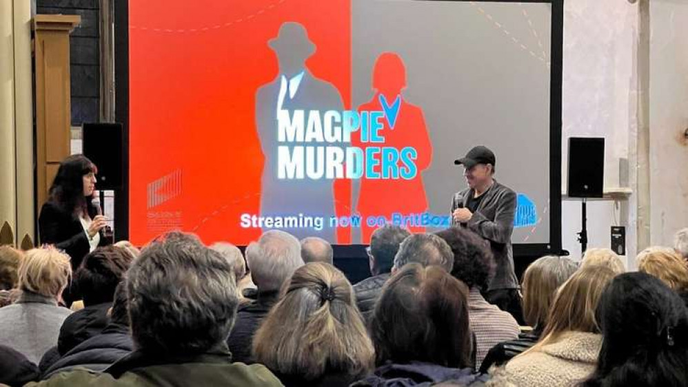 Anthony Horowitz during Q&A at screening of Magpie Murders in Kersey (Picture credit: LDRS)