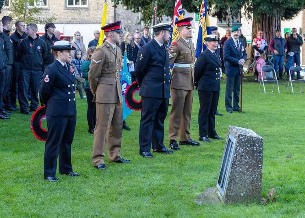 Serving members of the Armed Forces pictured at the Axminster remembrance service. Photo by James Brown