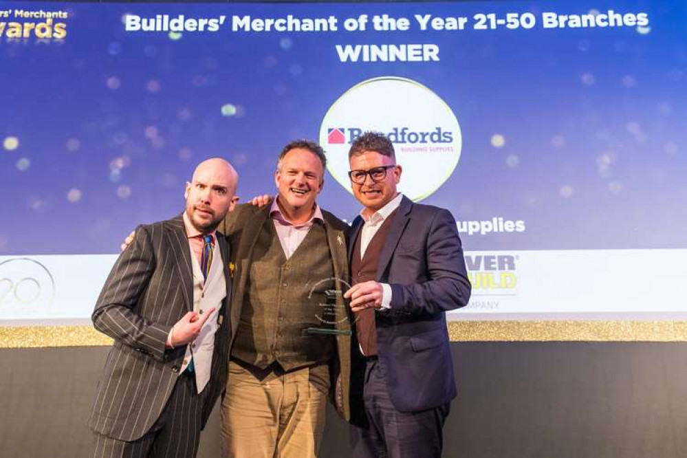 David Young, CEO at Bradfords Building Supplies, collects the award David Young, CEO at Bradfords Building Supplies, collects the award