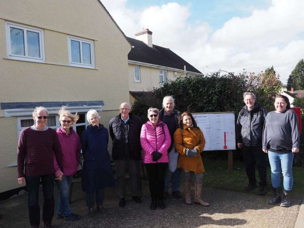 Chardstock Community Shop Committee members pictured outside the village shop and post office