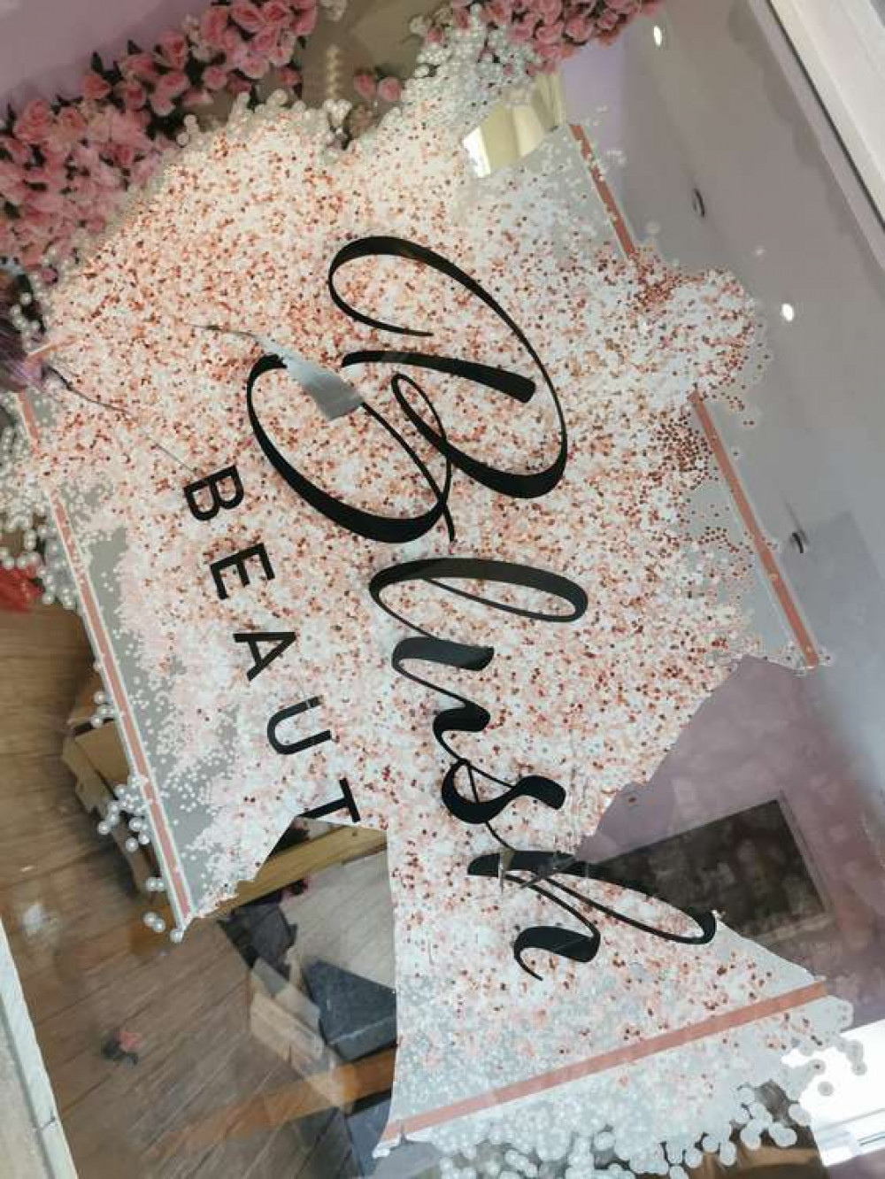 The window of the new Blush Beauty Salon was smashed by vandals two weeks before it was scheduled to open The window of the new Blush Beauty Salon was smashed by vandals two weeks before it was scheduled to open