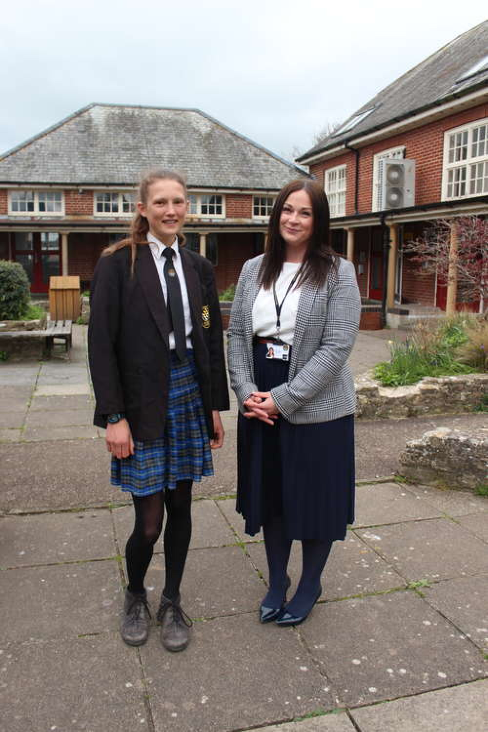 Innes pictured with Axe Valley Academy headteacher Laura Jenkins