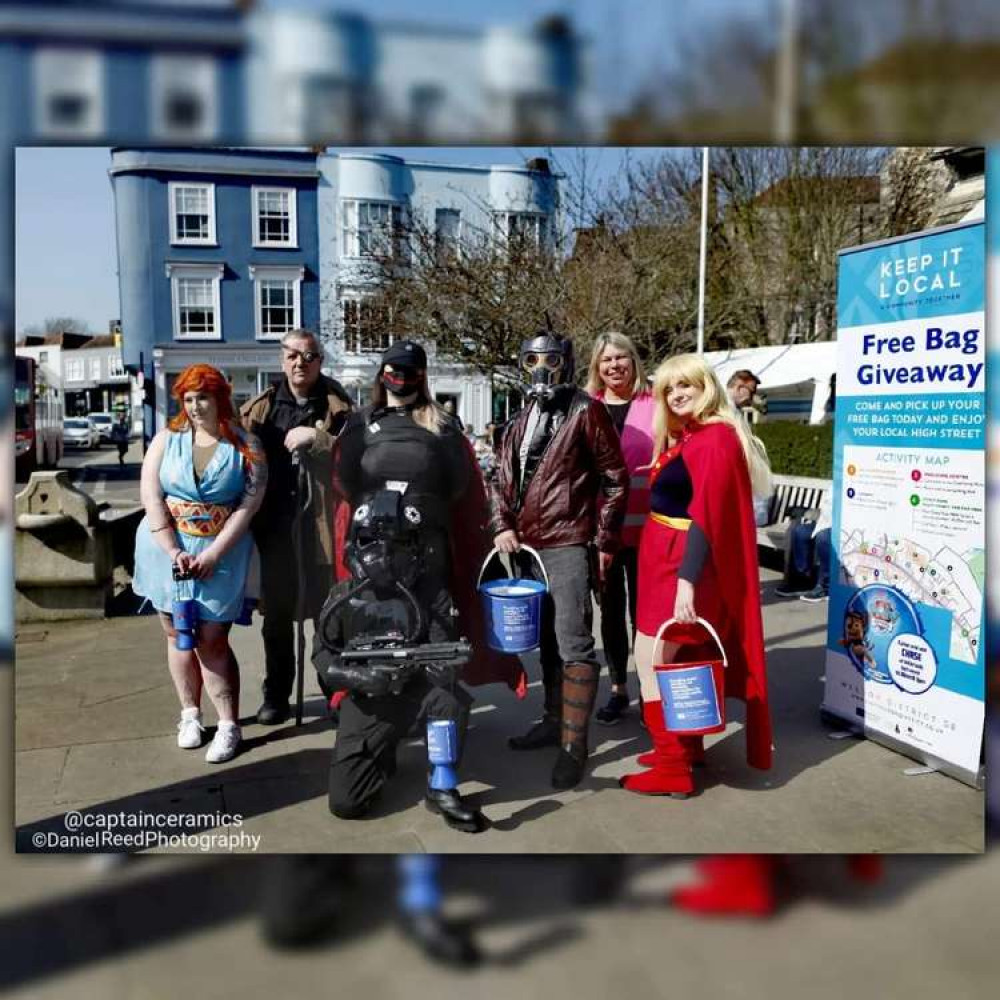 The sun shone as the characters walked along Maldon High Street (Photo: Daniel Reed / @captainceramics)