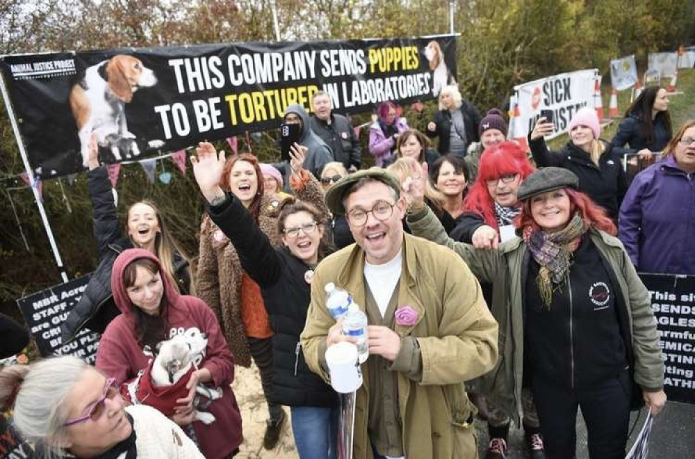 Clapham resident Will Young joined the Camp Beagle protest yesterday (Image: Camp Beagle) Clapham resident Will Young joined the Camp Beagle protest yesterday (Image: Camp Beagle)