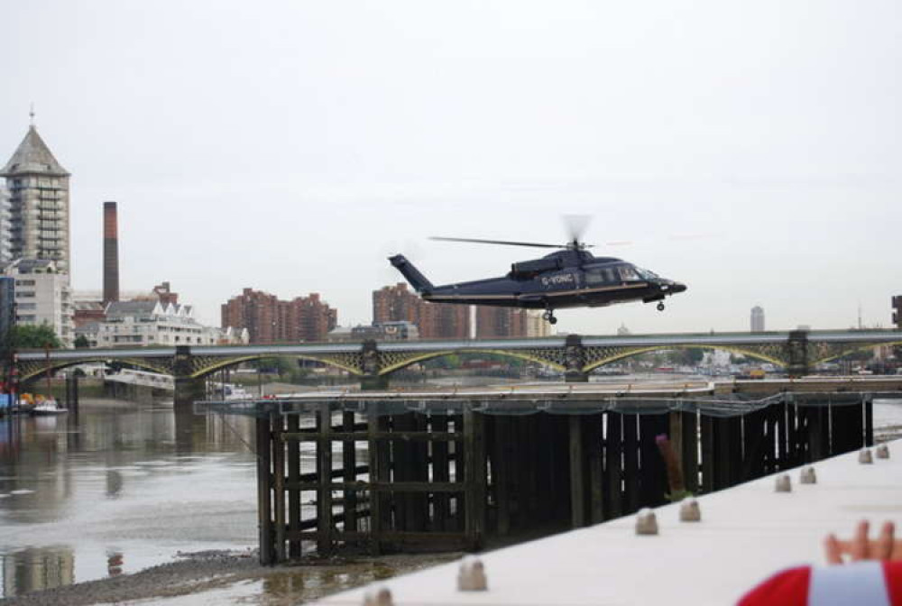 Helicopter landing at the London Heliport in neighbouring Battersea (Image: N Chadwick)