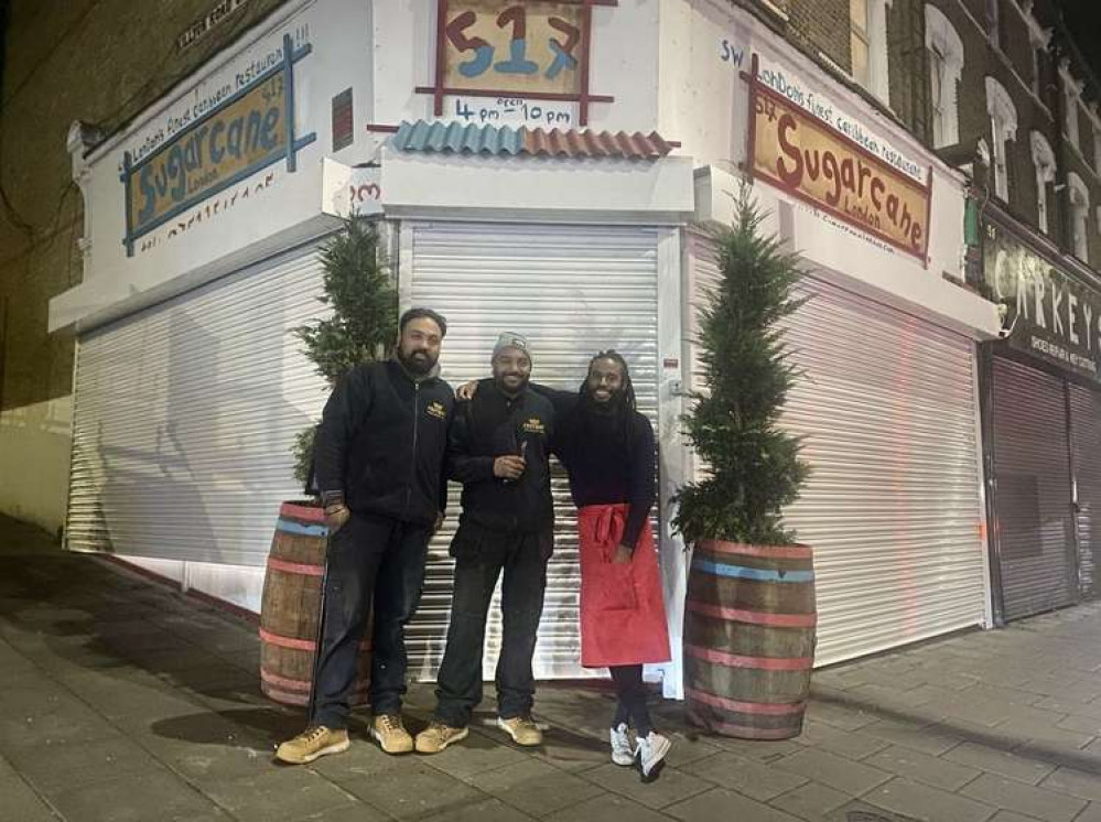 Chef T outside Sugarcane on Sunday with newly installed shutters (Image: Tarell McIntosh)