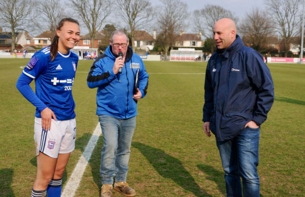 Paige Peake was star player with sponsors ICL and Felixstowe Radio's Steve Foley (Picture credit: Felixstowe Nub News)