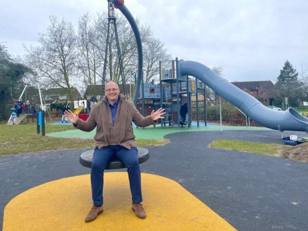 Cllr Craig Rimmer at the play area