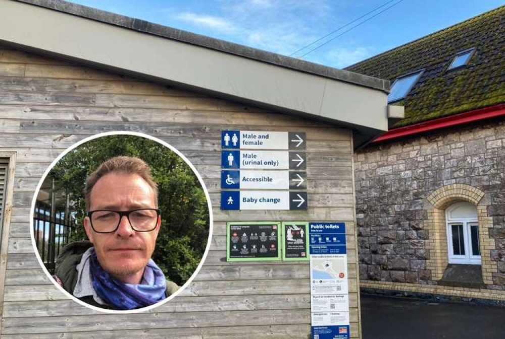 The public toilets on Queen's Drive, Exmouth. Inset: Cllr Joe Whibley The public toilets on Queen's Drive, Exmouth. Inset: Cllr Joe Whibley