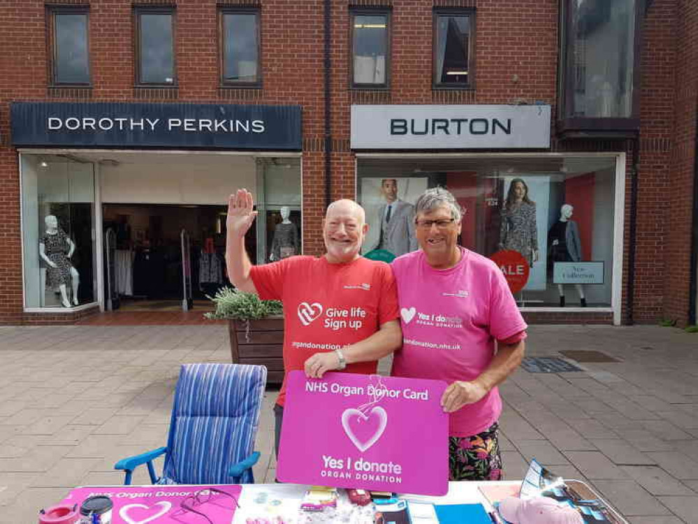 L to R: Exmouth Town Crier Roger Bourgein and Exmouth Mayor Steve Gazzard campaigning in 2019