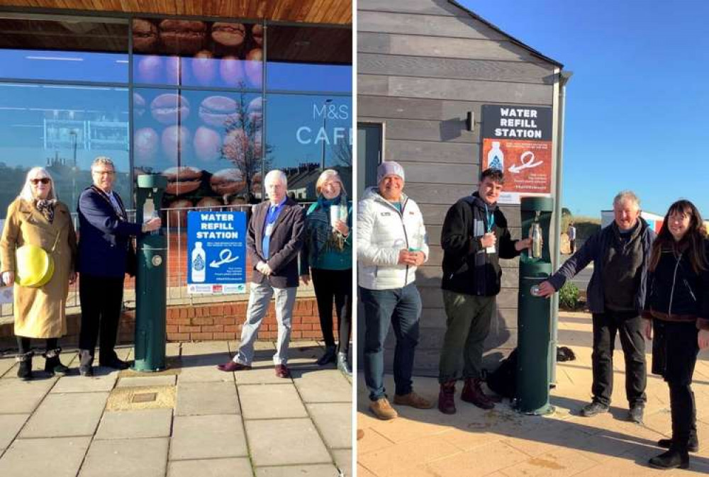 You can find the refill stations outside the railway station and at the Sideshore Watersports Centre on Queen's Drive (Exmouth Town Council)