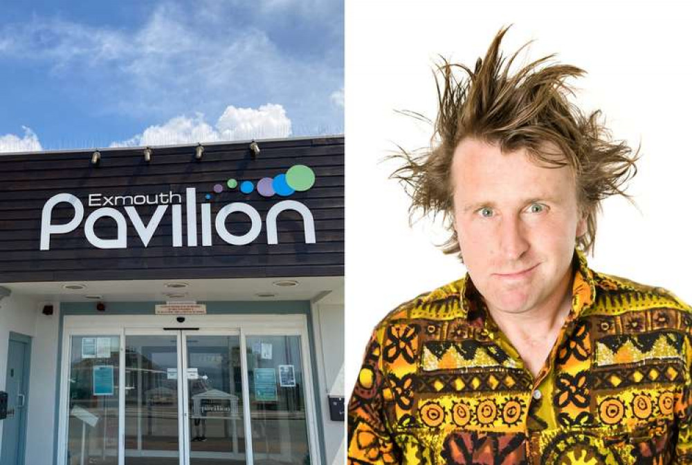 L: Exmouth Pavilion (Nub News, Will Goddard). R: Milton Jones (Karla Gowlett, CC BY 3.0, https://commons.wikimedia.org/w/index.php?curid=16316753, changes made) L: Exmouth Pavilion (Nub News, Will Goddard). R: Milton Jones (Karla Gowlett, CC BY 3.0, https://commons.wikimedia.org/w/index.php?curid=16316753, changes made)