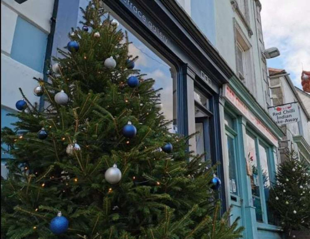 The Christmas trees put up in Penryn. Photo shared by Terrace Gallery.